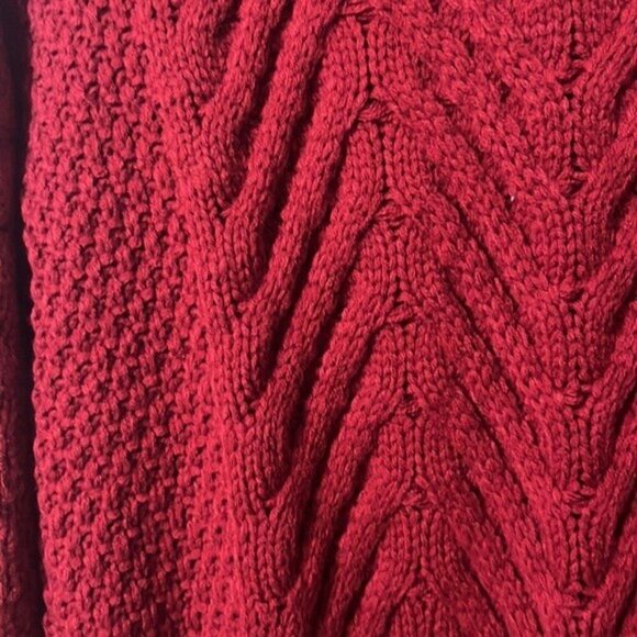 Red Chunky Cable Knit Turtleneck Sweater Apres Ski Women's Large Korean Make - Picture 3 of 7